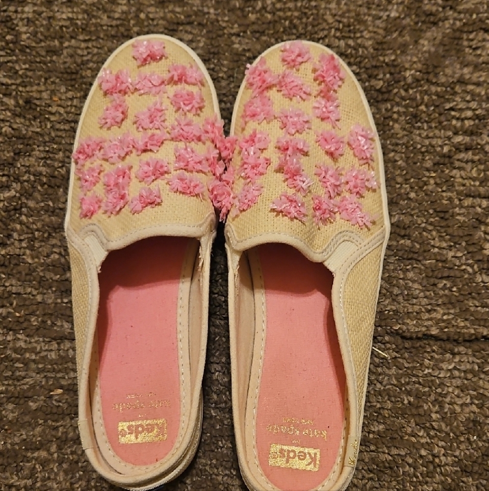 Keds Pink and Cream Floral Slip-On Flats